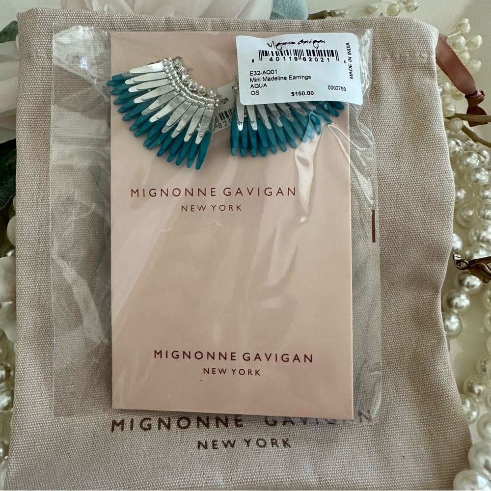 Mignonne Gavigan Mini Madeline Earrings Aqua Silver NWT - Picture 12 of 14